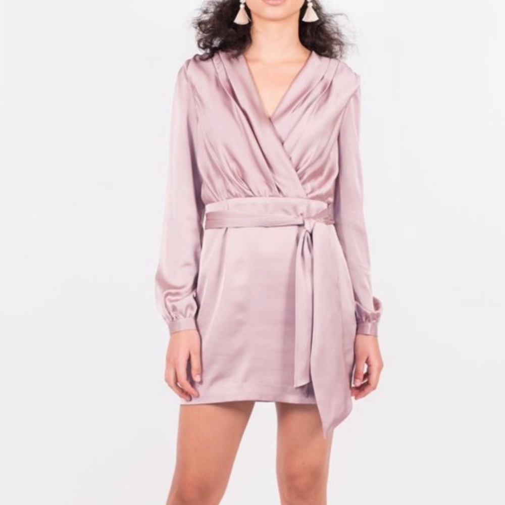 Finders Satin Mini Wrap Dress